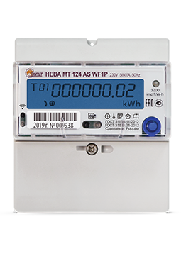 НЕВА МТ 124 AS WF1P 5(60)А Однофазный многотарифный счётчик<br />
с Wi-Fi модемом