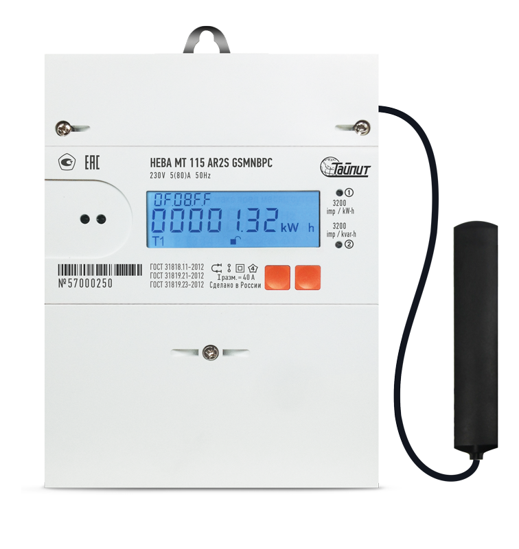 Электронный однофазный многотарифный счётчик НЕВА МТ 115 AR2S GSMNBPC 5(80)A
